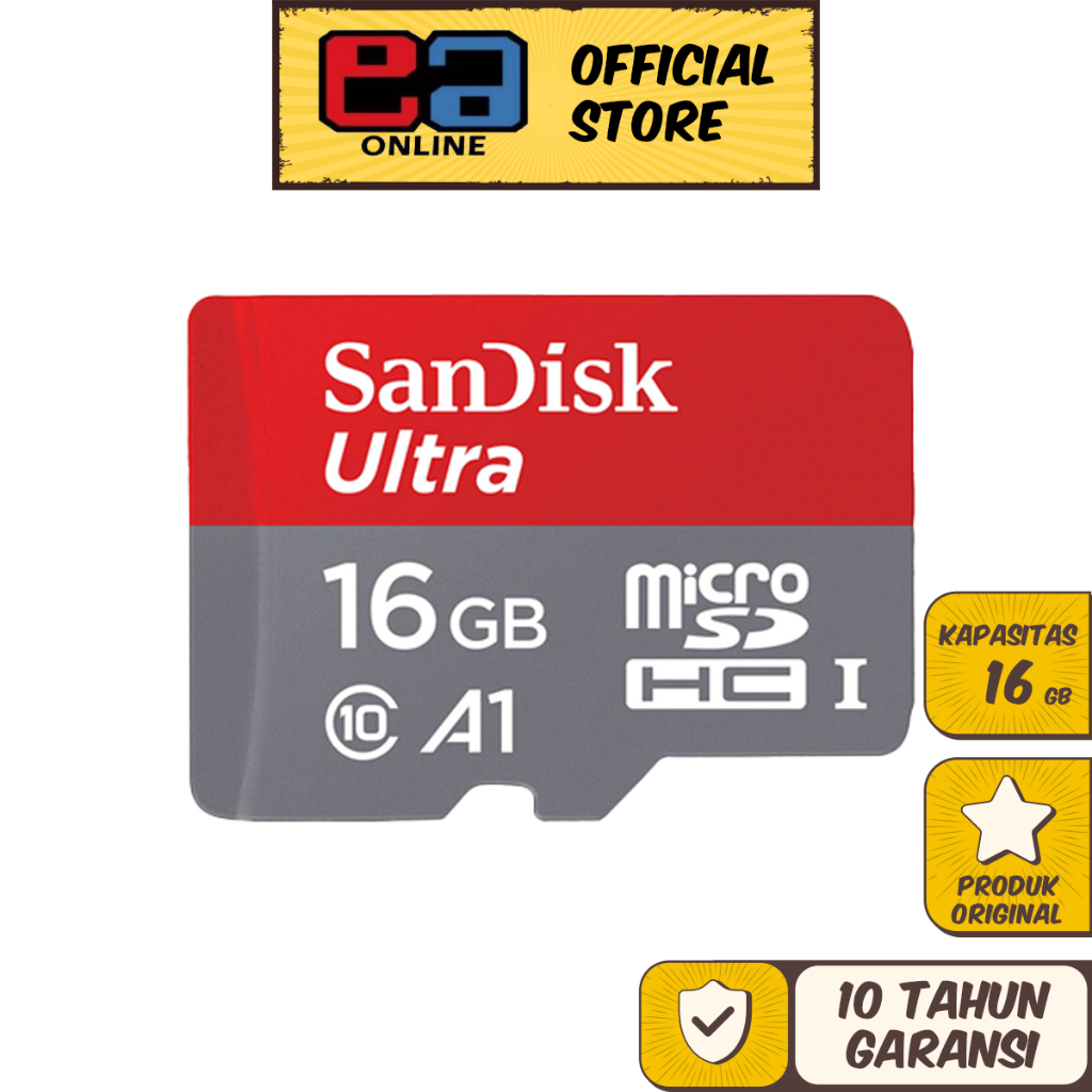 Jual SanDisk microSDHC 16GB Ultra A1 UHS I Up to 98MB/s QUAR