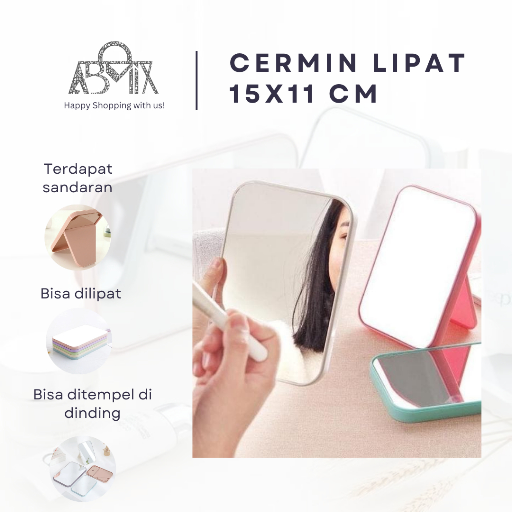 Jual Kaca Rias MakeUp Portable Lipat Minimalis Cermin Lipat Persegi ...