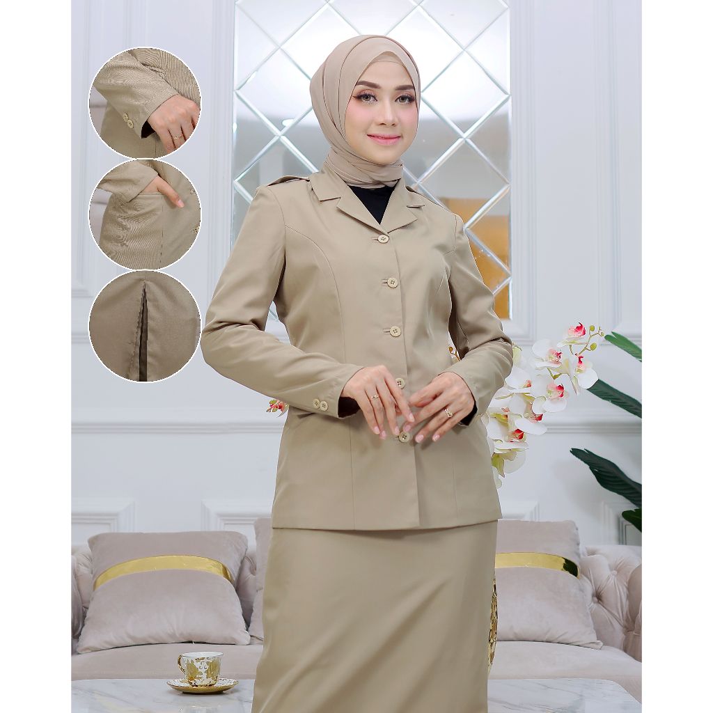 Jual SERAGAM KERJA DINAS DKI JAKARTA WANITA KATUN SET ROK SPAN/ROK.A ...