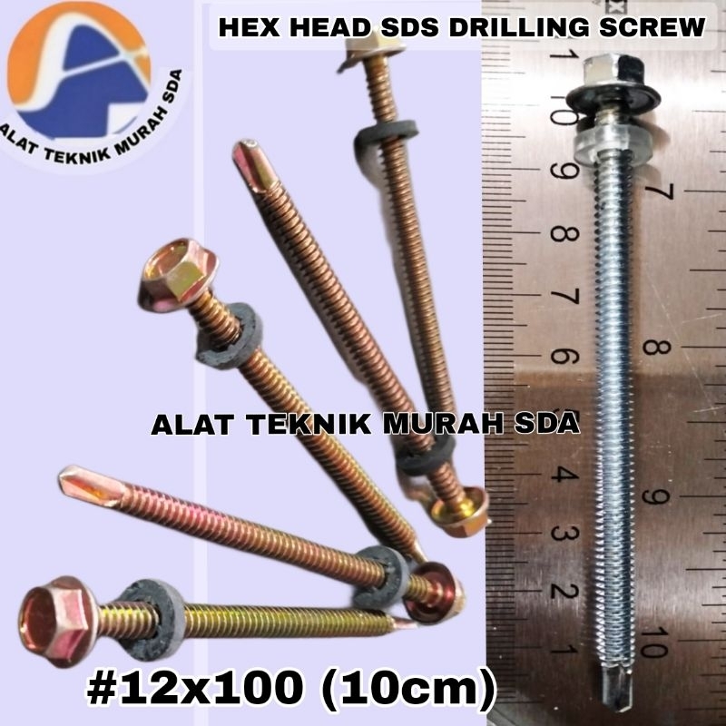 Jual Baut Drilling Skrup Roofing Galvalum Sekrup Baja Ringan 12x100 ...