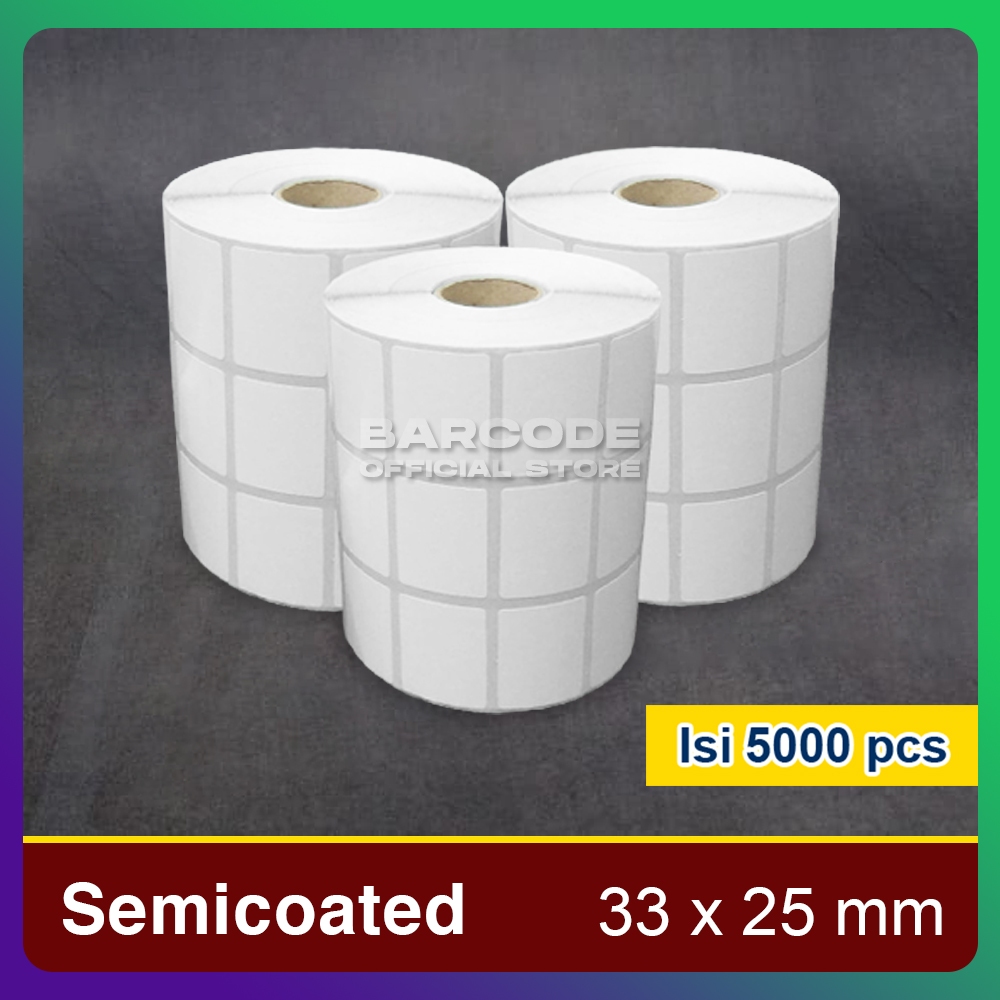 Jual Semicoated 33x25 mm 33x25mm 33 x 25 Kertas Label Barcode Sticker 3 ...