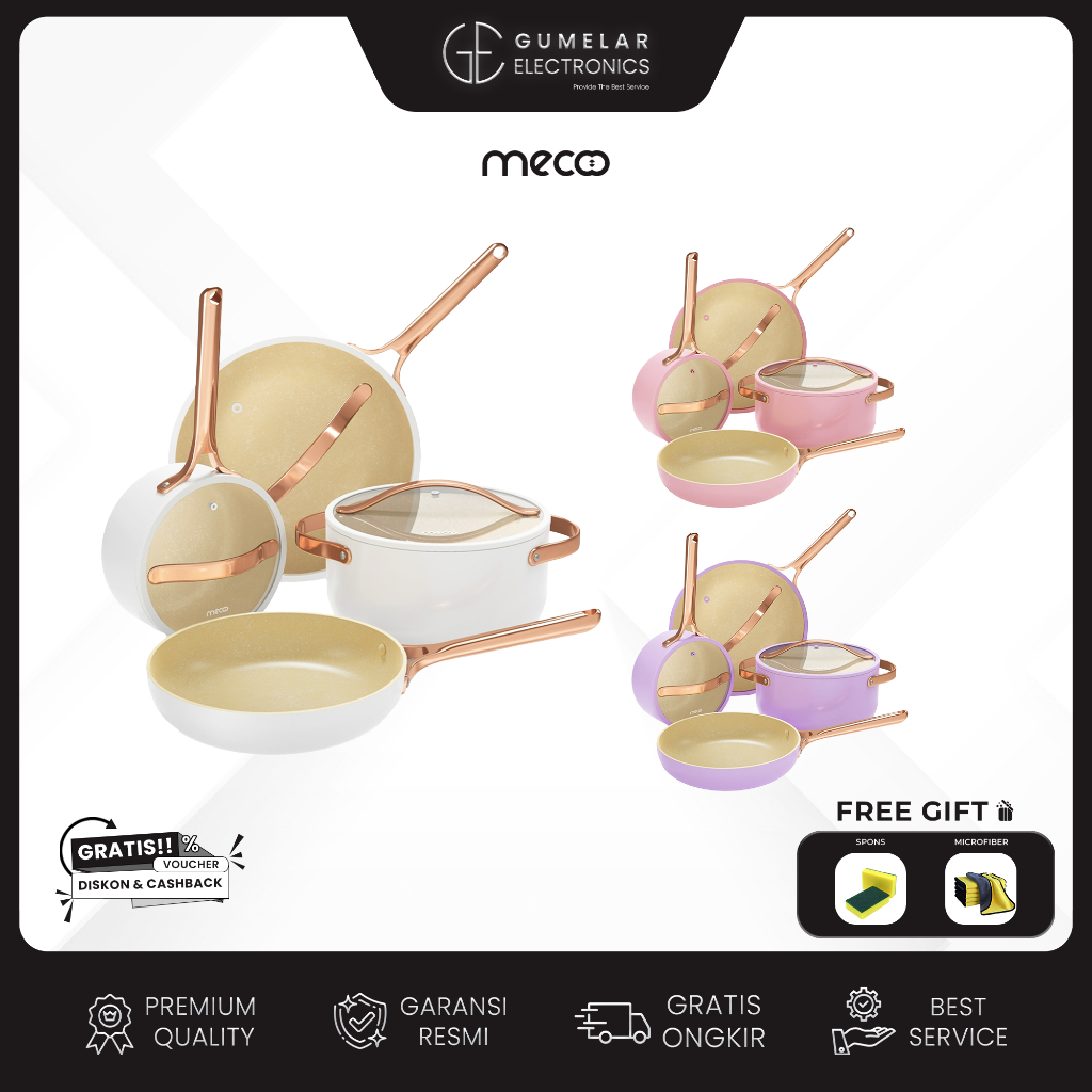 Jual Mecoo Most Aesthetic Premium Non-stick Cookware 7 PCS Granit Anti ...