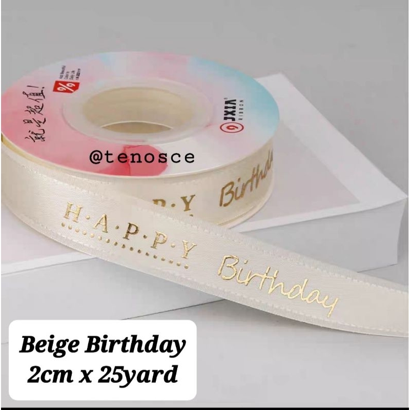 Jual 25yard Pita Ultah Ribbon Roll Happy Birthday Anak Kids Ulang Tahun ...