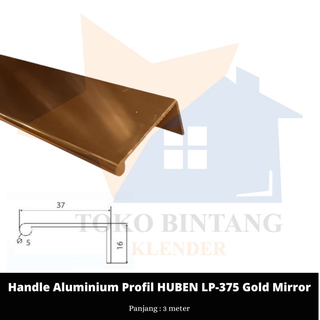 Jual Handle Aluminium Profil Huben LP-375 Gold Mirror | Shopee Indonesia