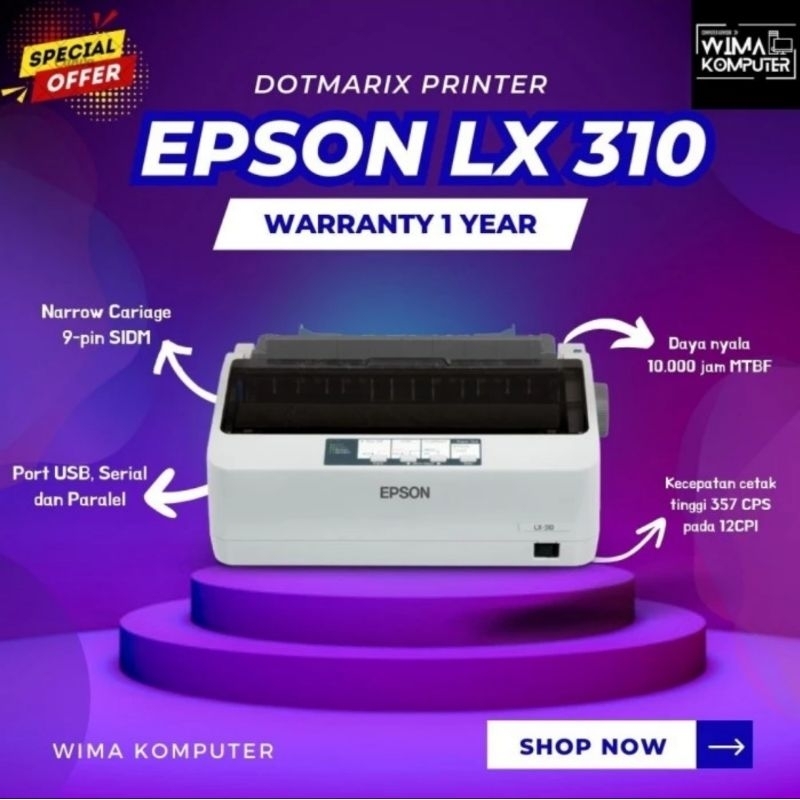 Jual Printer Epson LX310 / LX 310 / LX-310 DOT MATRIX (Garansi 1 Tahun ...