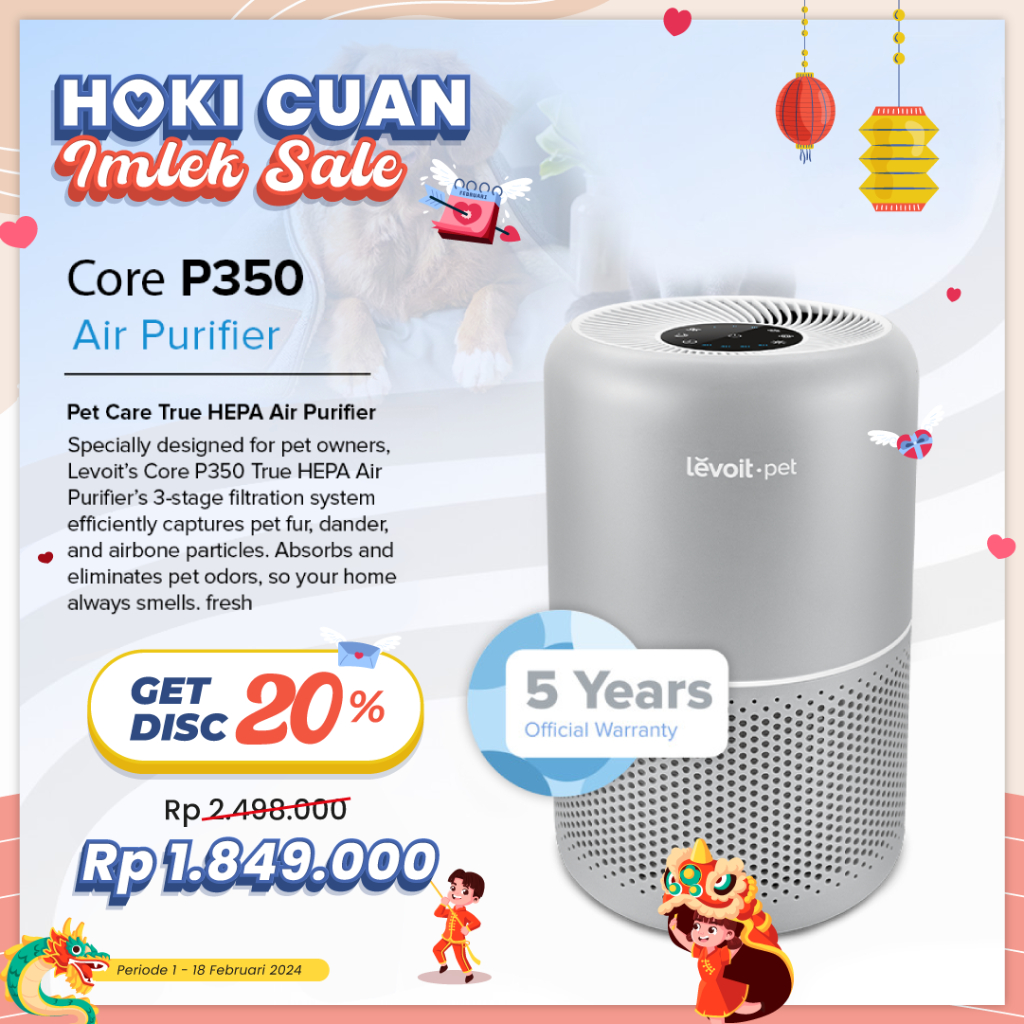 Jual Levoit Air Purifier Core P350 Pet Care Original True HEPA Filter ...