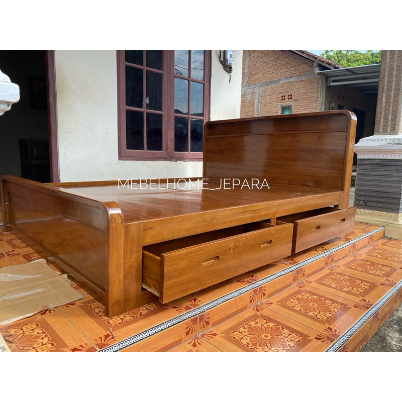 Jual dipan custom jati uk 160x200 natural gloss | Shopee Indonesia