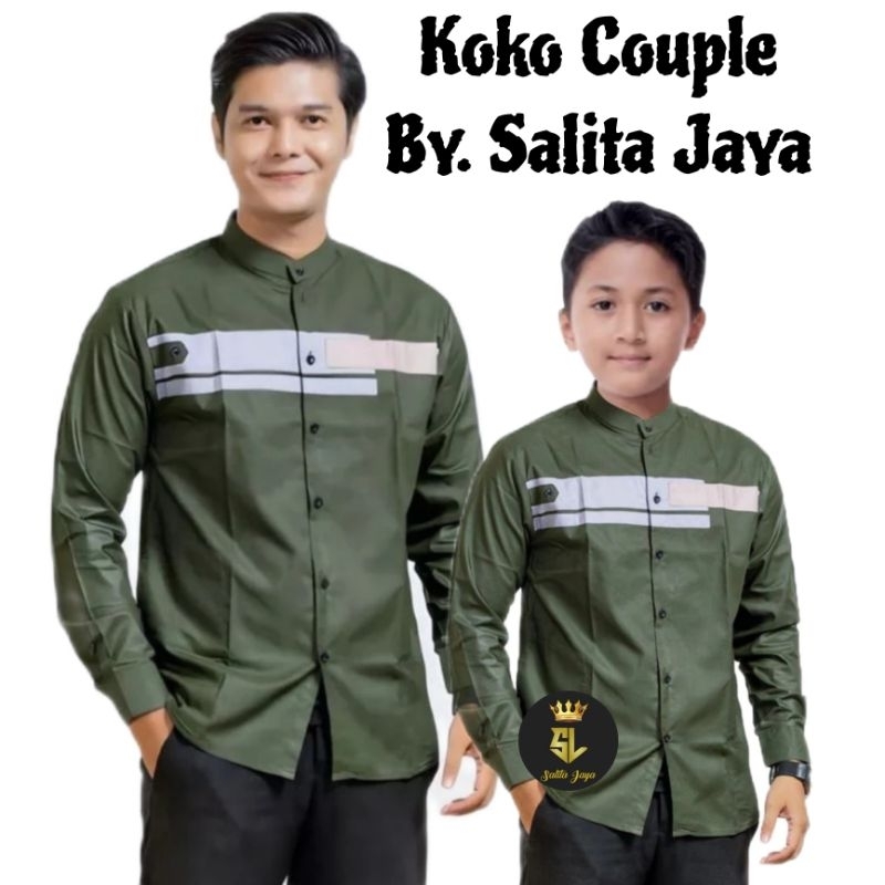 Koko Yordan Couple Anak & Dewasa/ Kemeja Koko Couple/Koko Viral Lengan Panjang