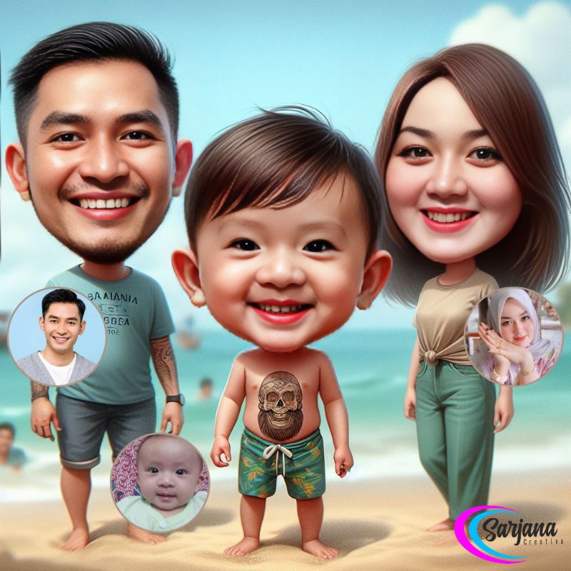 Jual Edit Foto Karikatur Keluarga | Shopee Indonesia