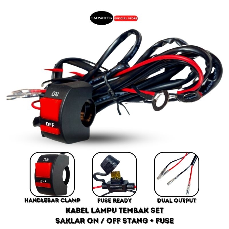Jual Saumotor Saklar on off stang Kabel set saklar lampu stang | Shopee ...