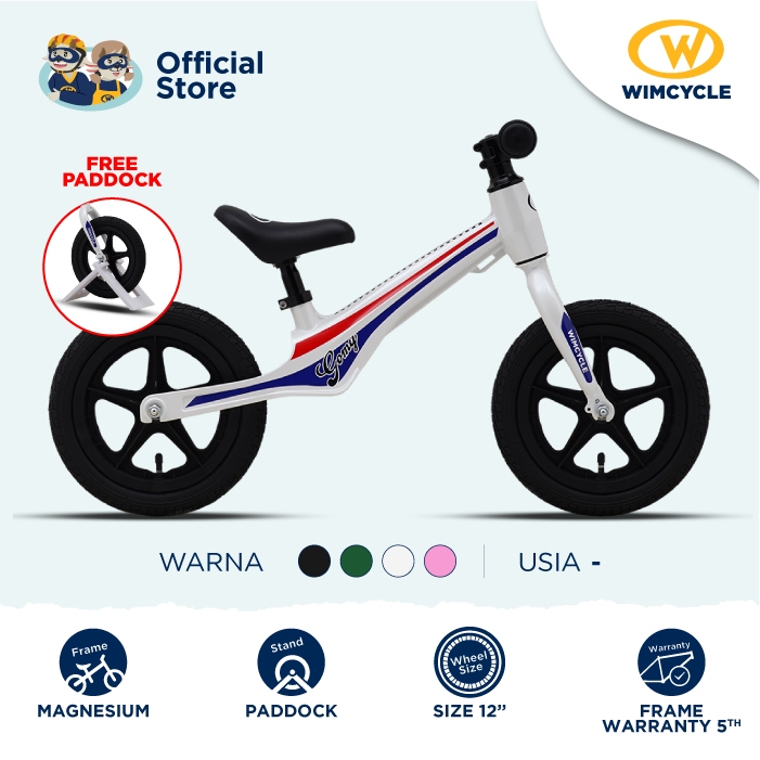 Jual Sepeda Anak Push Balance Bike Wimcycle Gomy Sepeda Anak Keseimbangan Putih Shopee Indonesia