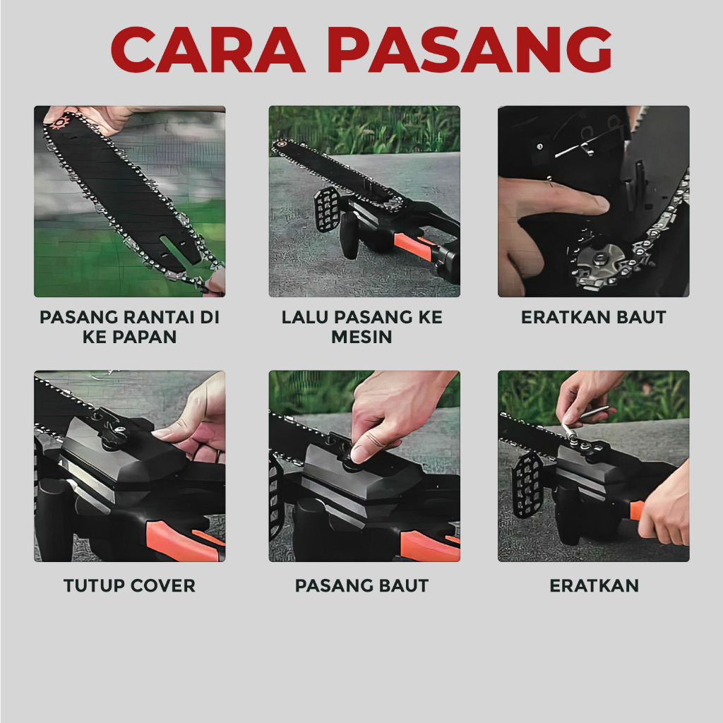 Jual CHAINSAW CORDLESS GERGAJI RANTAI MINI 8 INCH 48V LITHIUM MS6256 ...