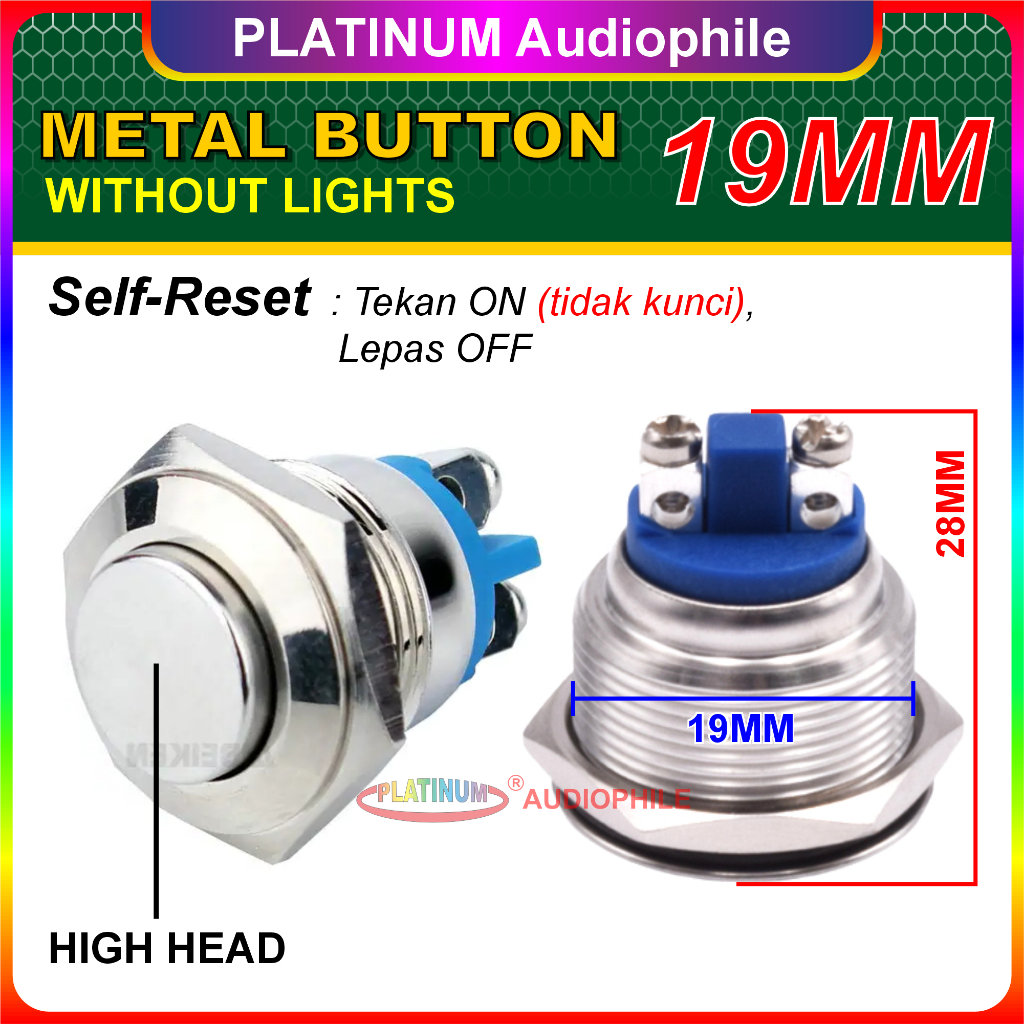 Jual Metal Push Button Switch Saklar On Off Stainless Tanpa Lampu 12MM ...