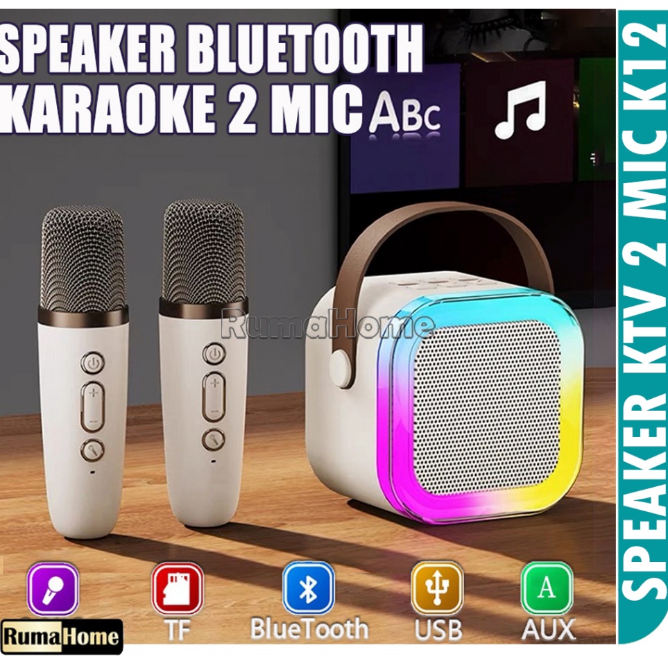Jual Karaoke Speaker Bluetooth 2 mic 1 set garansi 1 tahun Mini Machine ...