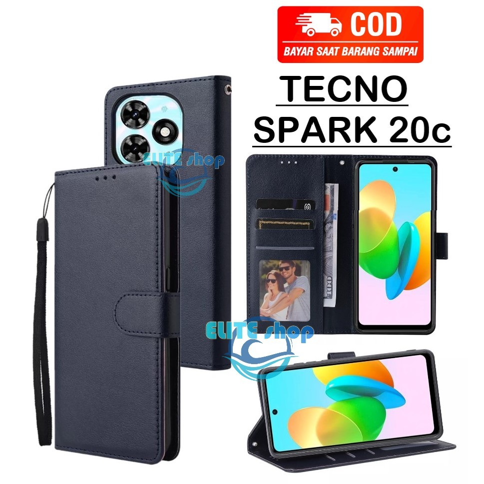 Jual TECNO SPARK 20C FLIP COVER KULIT FLIP WALLET LEATHER-SARUNG BUKU ...