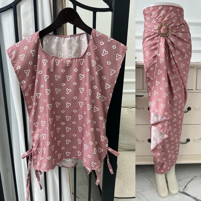 Jual 1set vest batik jumputan / rok lilit + gesper /vest jumputan ...