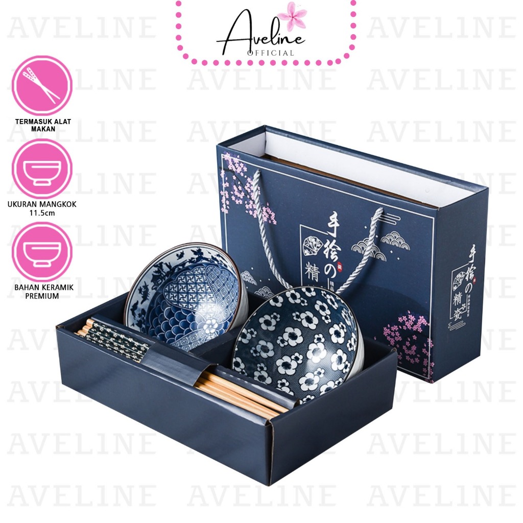 Aveline Hampers Mangkok Set Premium Peralatan Makan Porselen / Hampers Mangkok Set Keramik Souvenir Mangkok Set Japaness Style Kado / Souvenir Wedding
