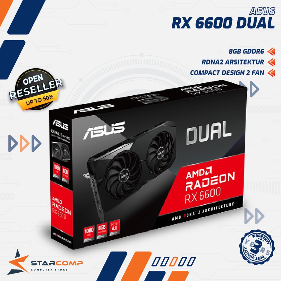 Jual ASUS RX 6600 DUAL 8GB DDR6 RESMI Radeon VGA RX6600 8GB Dual RDNA2 ...