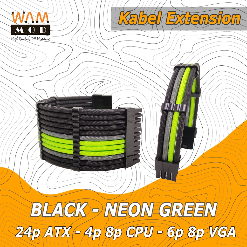 Jual Black Neon Green - Paket Kabel Sleeve Extension Material High