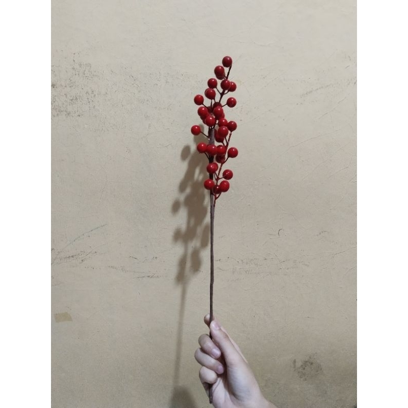Jual Bunga Berries Tangkai Panjang Holly Berry Artificial Berry Red ...