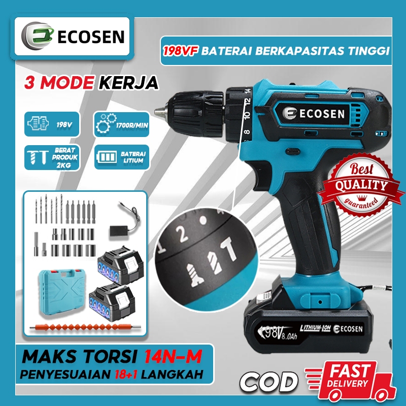 Jual Ecosen Mesin Bor Baterai Bor Cas Bor Listrik Bor Batre Bor Cordless Drill Battery Electric