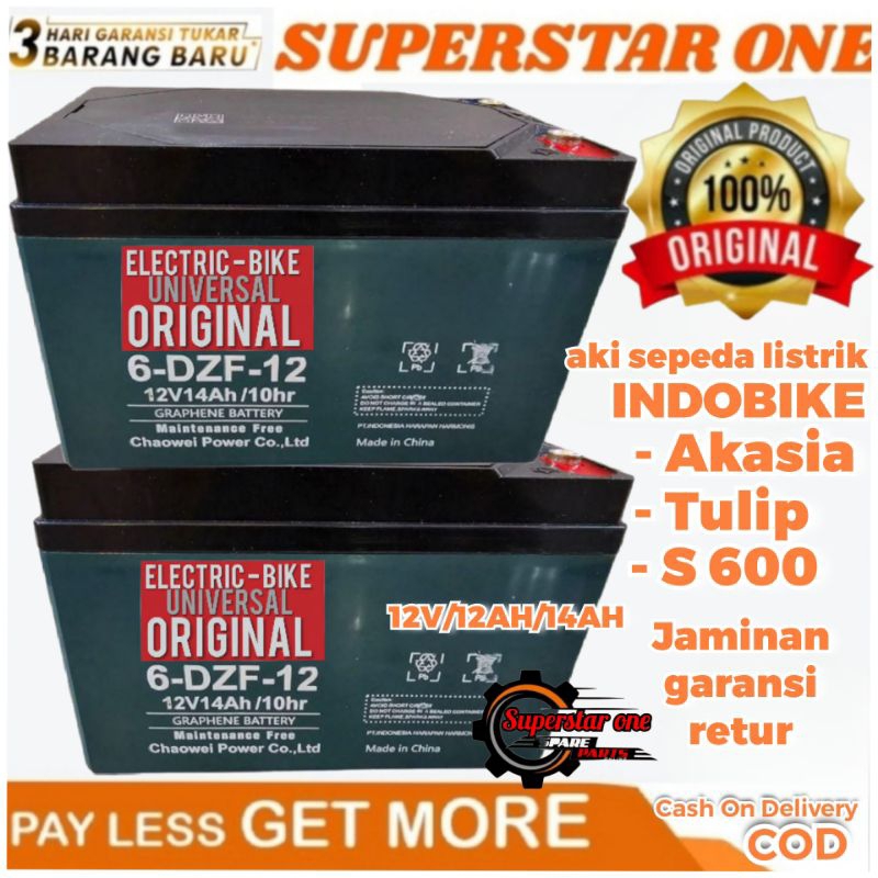 Jual Aki sepeda listrik INDOBIKE 12V/12AH/14AH/AKI SEPEDA LISTRIK