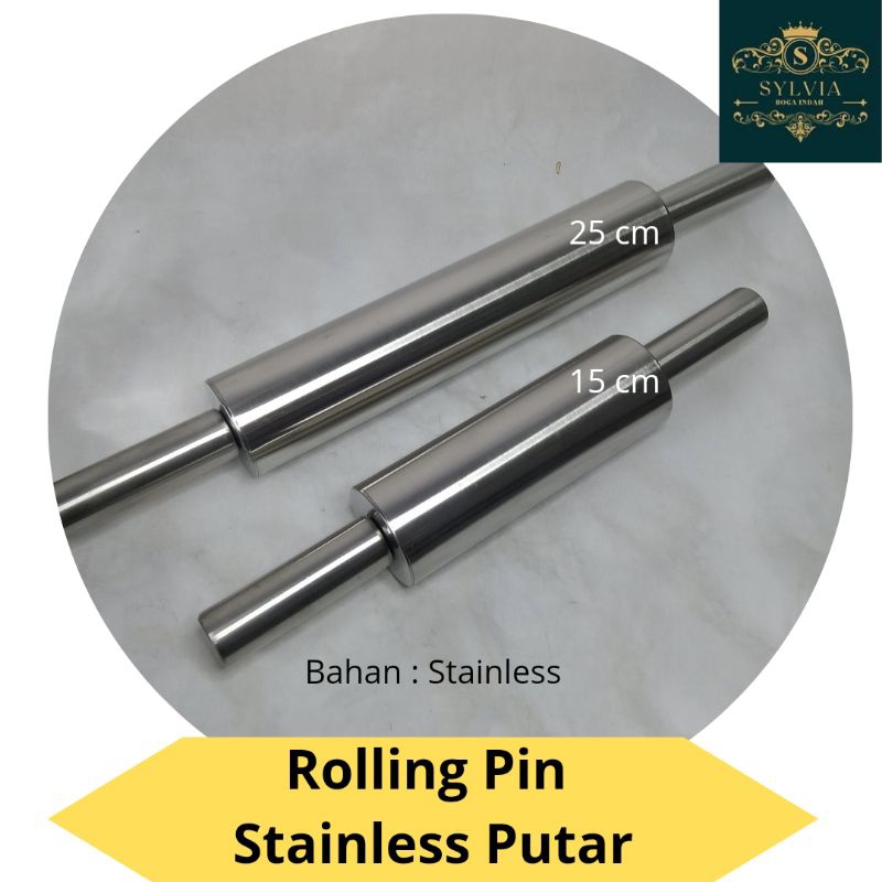 Jual Rolling Pin Stainless Putar / Gilingan Kue Stainless Putar 15 cm ...