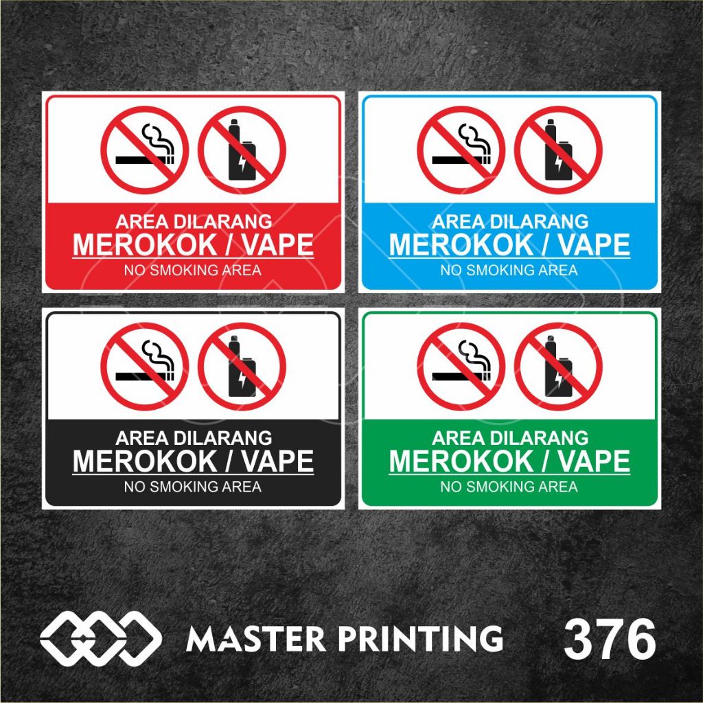 Jual 376 - Stiker Area Dilarang Merokok/Vape, Sticker Vinyl, Premium ...