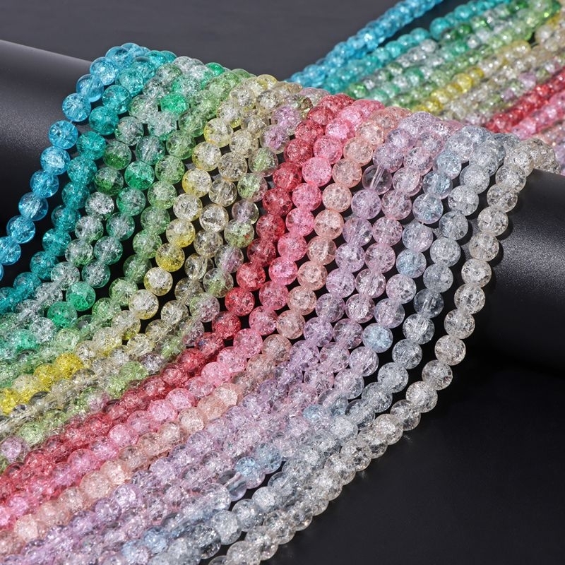 Jual 1 Renteng Manik-Manik warna pastel Kaca Campuran 6mm dengan Corak ...