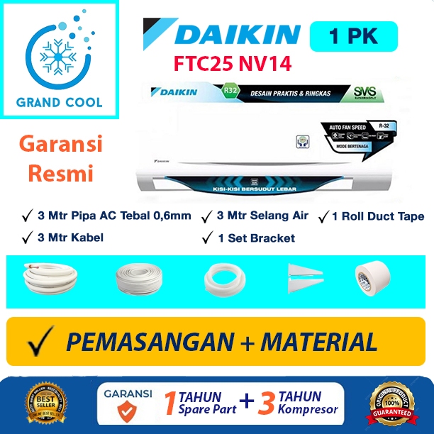 Jual AC DAIKIN FTC25NV14 / FTC 25 AC SPLIT 1 PK STANDARD THAILAND ...