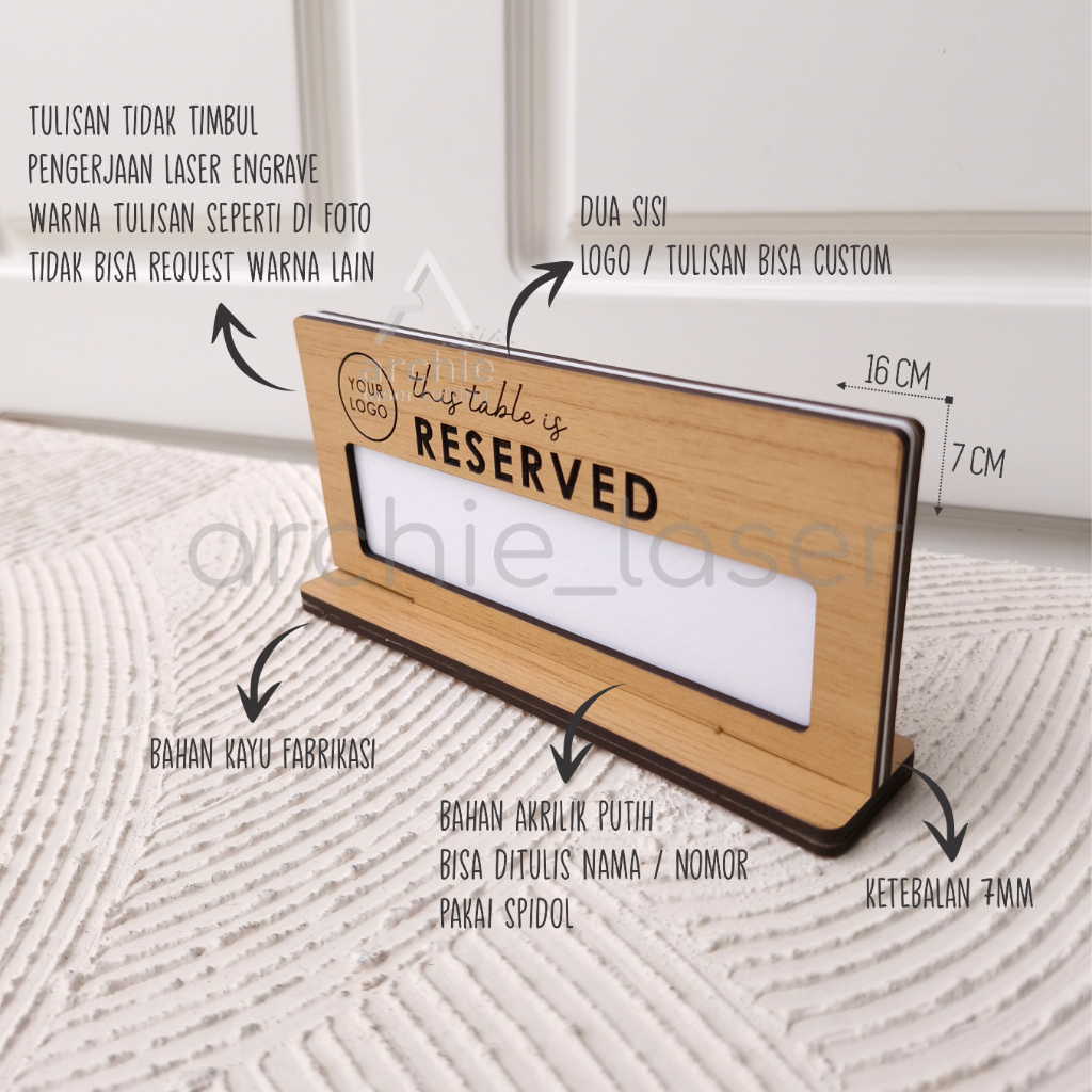 Jual Tanda Reserved / Papan Meja / Reserved Sign / Desk Sign / Reserved ...