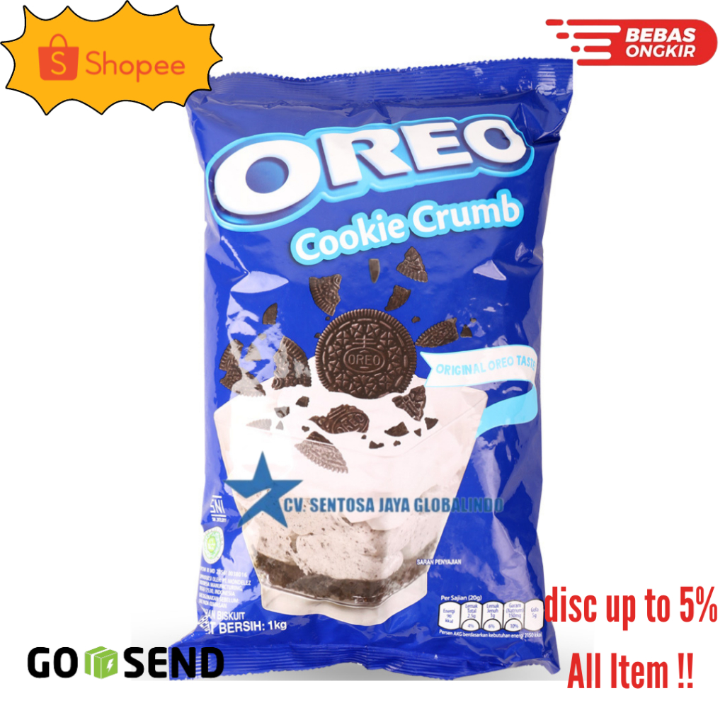 Jual Oreo Biskuit Cookie Crumb Pouch 1kg Untuk memasak Kue dan Roti ...