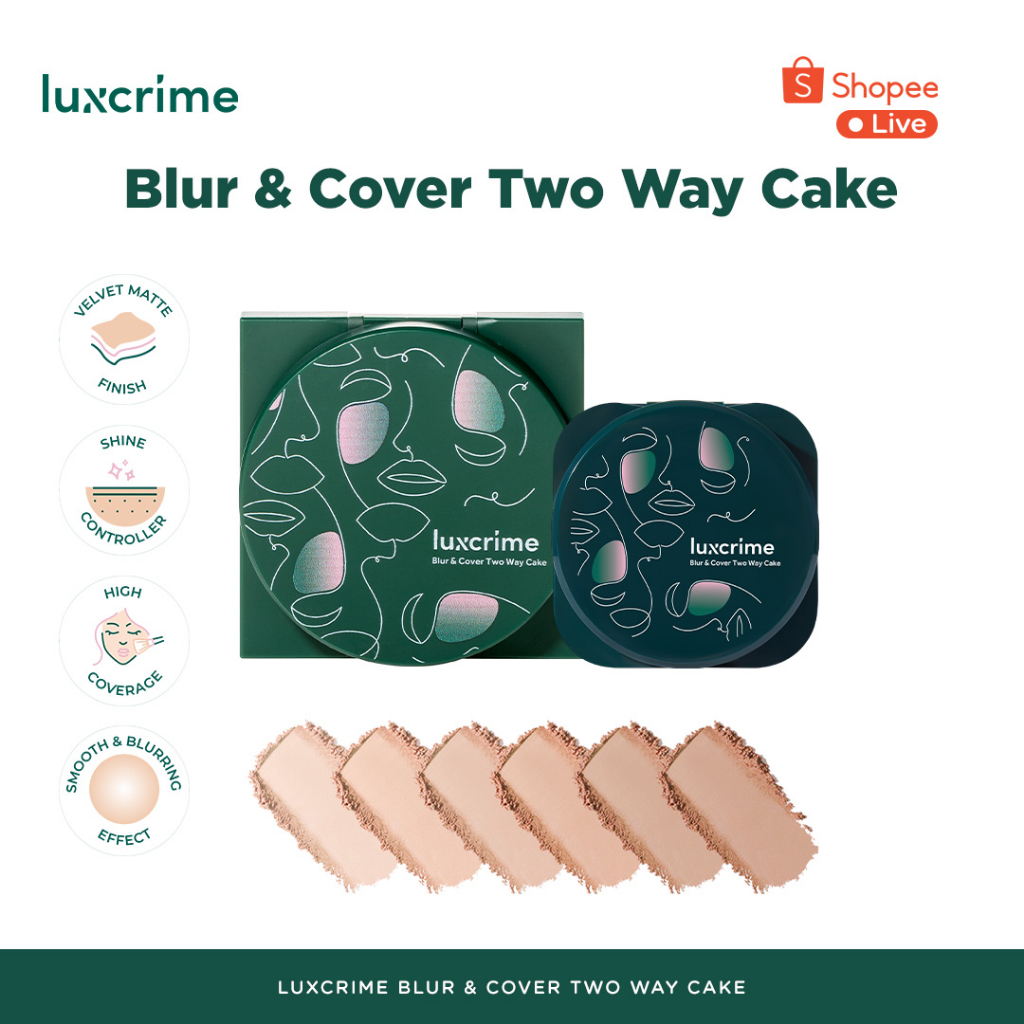 Jual [SLIVE] Luxcrime Blur & Cover Two Way Cake Bedak Foundation