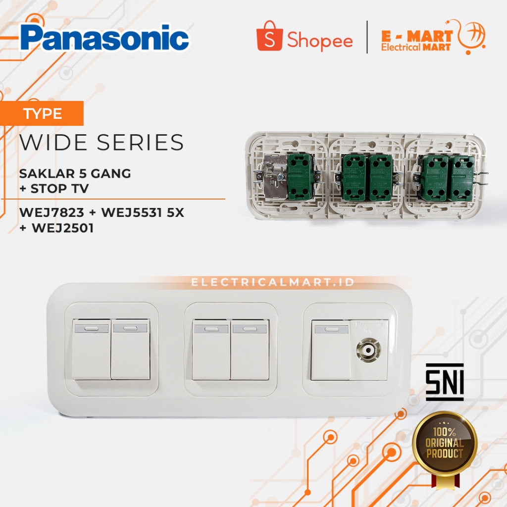 Jual Panasonic Saklar Kombinasi WEJ 5 X 5531W + WEJ 2501W Putih ...