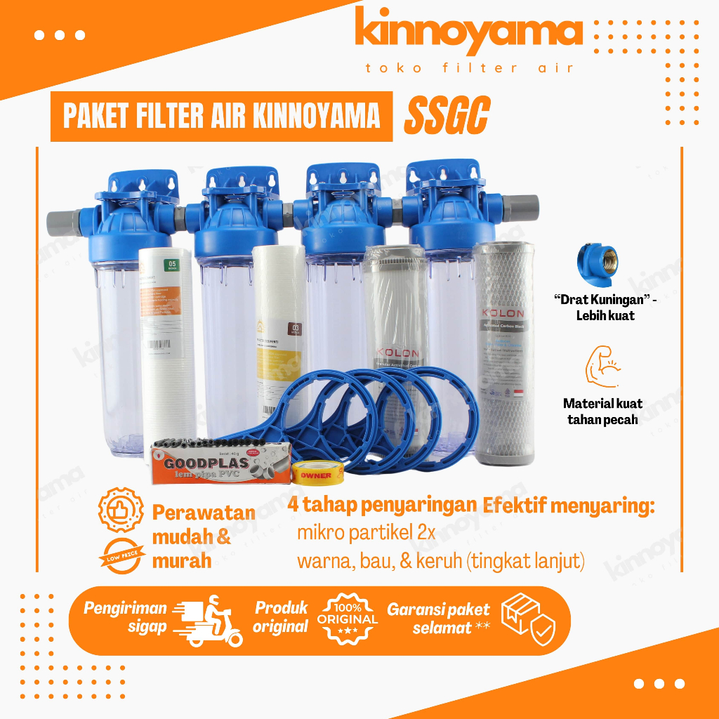 Jual Paket Housing Filter Air Toren 4 Tahap / Filter Penjernih Air