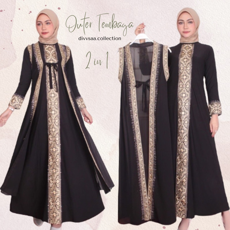 Jual Gamis Abaya Turkey Outer Hitam Bordir Tembaga Rompi Terbaru Mewah