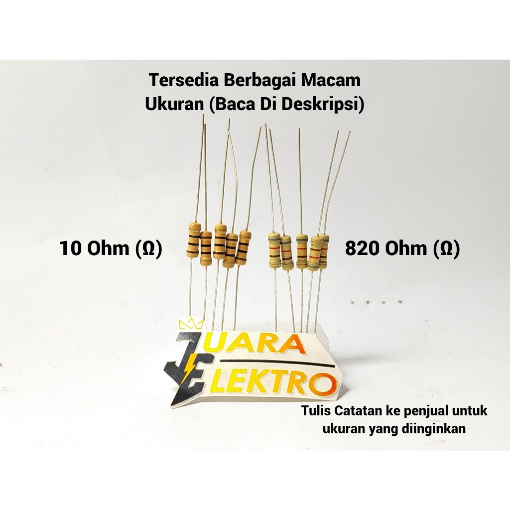 Jual (500 PCS) RESISTOR 1/2 WATT | Resistor Berbagai Macam Ukuran Ohm ...