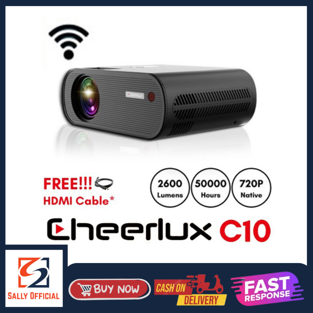 Jual CHEERLUX C10 WiFi TV Tuner Mini LED Projector 2600 Lumens 720p ...