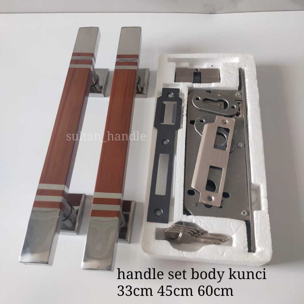 paket handle set body kunci pintu stainless 15x30mm 33cm 45cm 60cm
