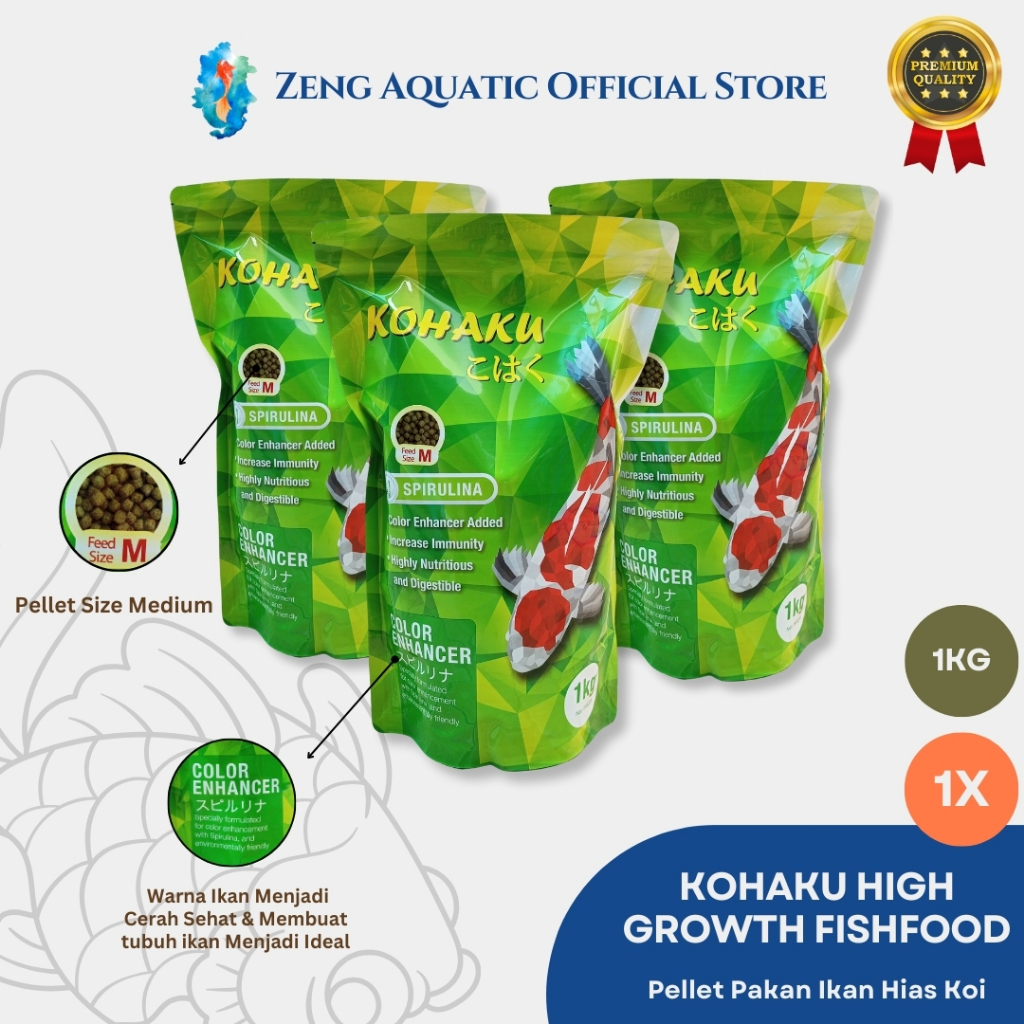 Jual KOHAKU SPIRULINA KOI FISH FOOD 1 KG Shopee Indonesia