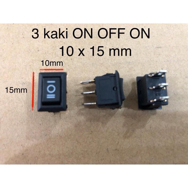 Jual Rocker switch mini hitam 3 pin / 3 kaki ON OFF ON Kalkulator super ...