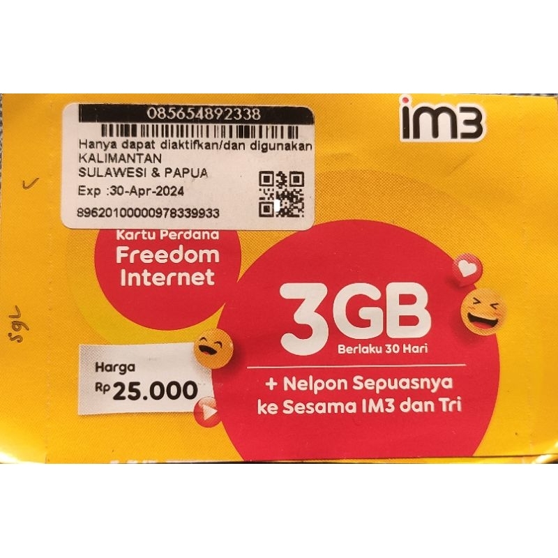 Jual KARTU INDOSAT 3GB SEGEL 30 APRIL 2024 | Shopee Indonesia