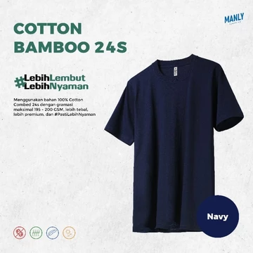 ANTIBAKTERI Kaos Polos Katun Bambu 24S Kaos Polos Cotton Bamboo Light Blue