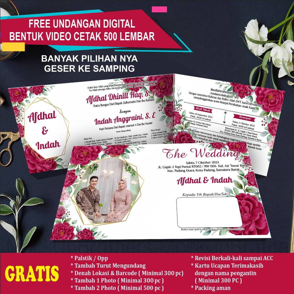 Jual Undangan Pernikahan Pake Foto Undangan Pernikahan Cantik | Shopee