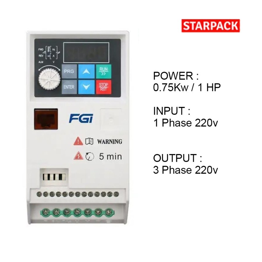 Jual Inverter VFD FGI FD100M 0.75kw/ 1HP Input 220V 1 Phase | Shopee ...