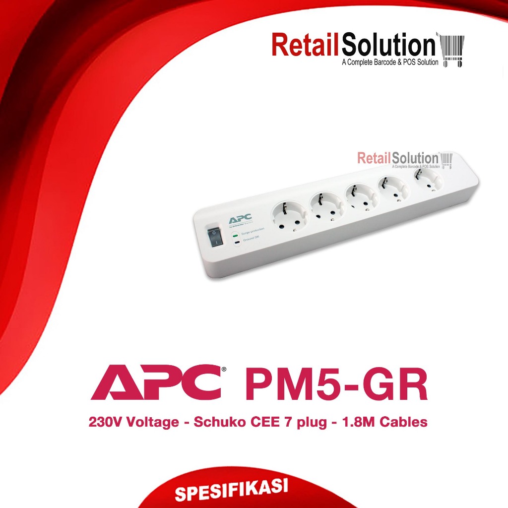 Jual Stopkontak APC PM5GR PM5-GR Surge Protector - 5 Outlet 2300W SNI ...