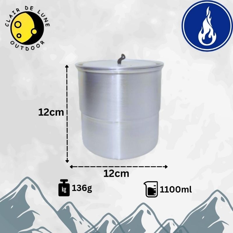 Ultralight Aluminium Nesting Cooking Pot 1100ml