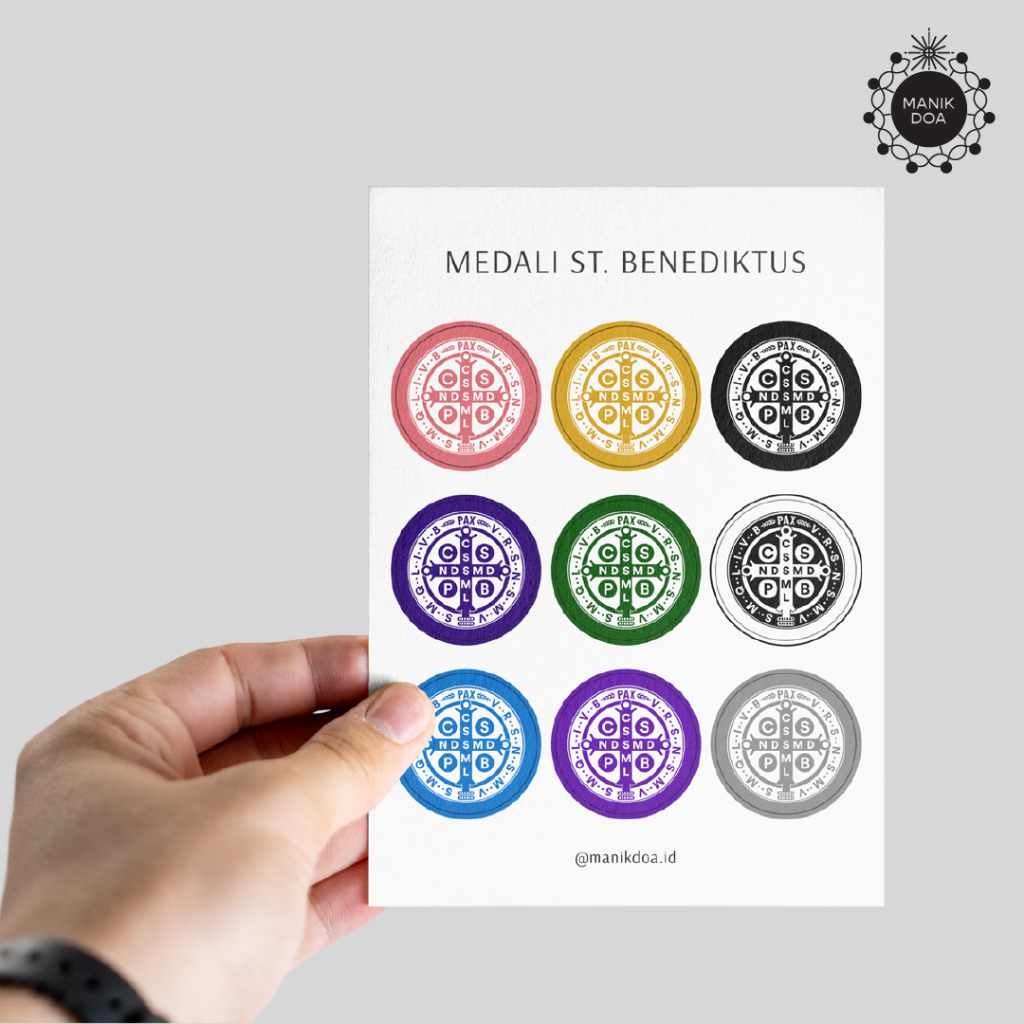 Jual Stiker Rohani Katolik Medali Santo Benediktus — Hitam, Putih ...