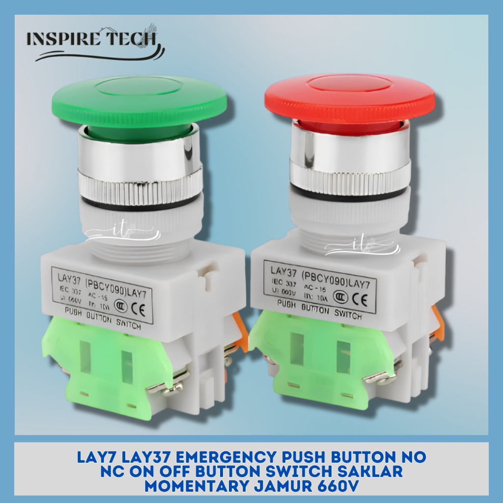 Jual LAY7 LAY37 ON OFF BUTTON SWITCH SAKLAR MOMENTARY JAMUR 660V PUSH ...