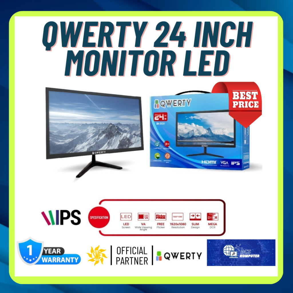 Jual MONITOR LED QWERTY 24 inch QM-24VH LCD HDMI VGA DISPLAY IPS 75Hz ...